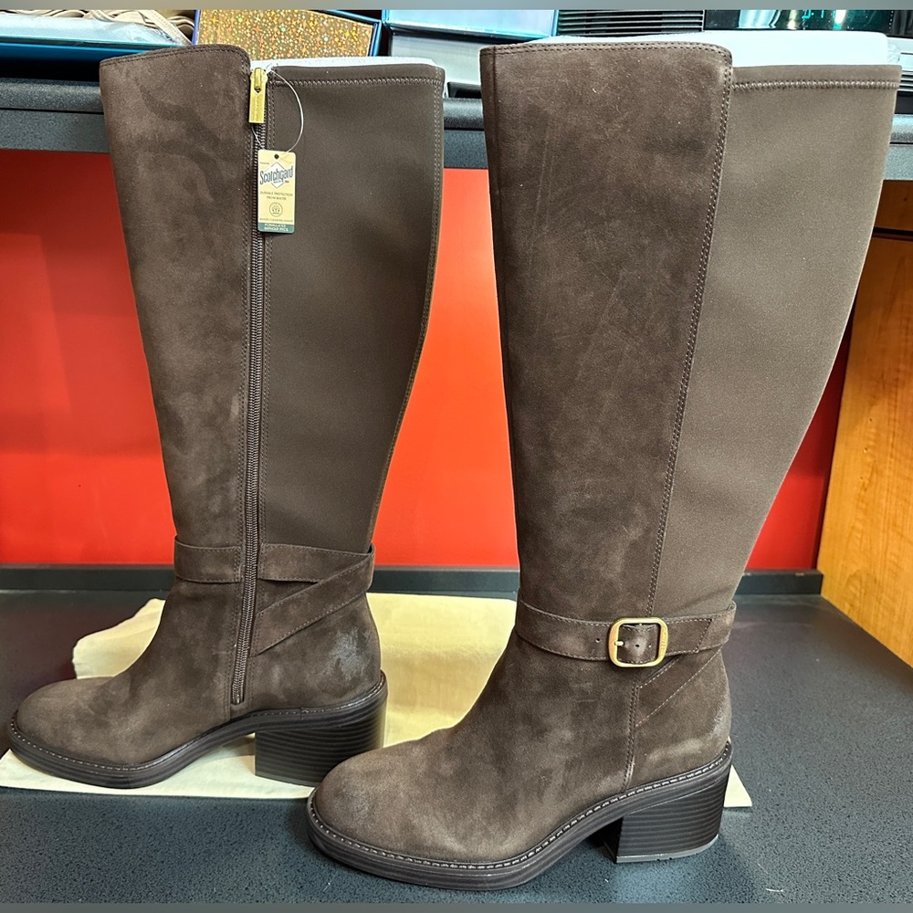 Vince Camuto NWT & Box Brownie Oiled Suede & Elastic/Textile Women’s Sz 10W XC